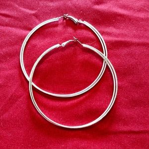 3" silver hoop earrings